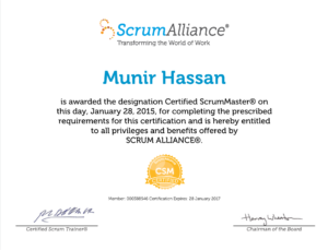 Scrum Master certificate